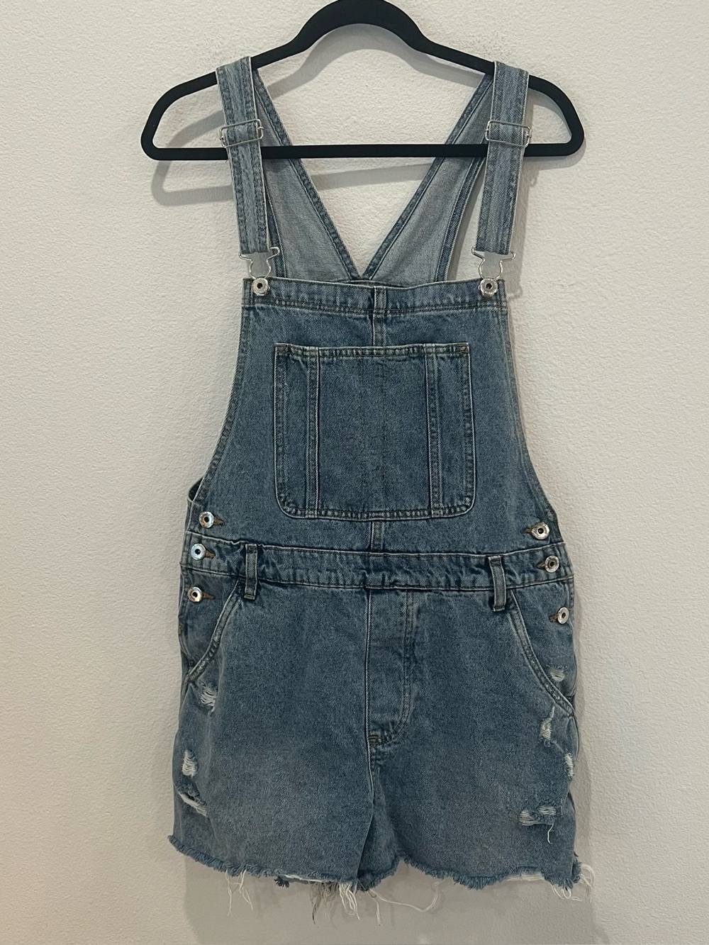 Cotton On size 10 US Distressed utility denim Blue Short Overalls